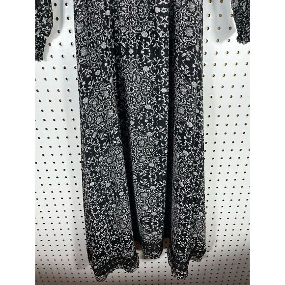 MISA Los Angeles Black & Cream Print Semi Sheer Maxi Dress - Picture 5 of 9